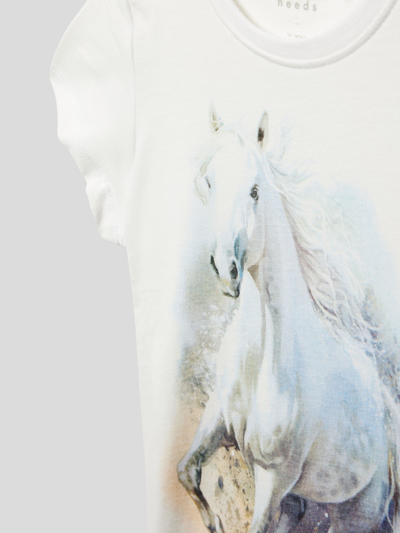T-Shirt mit Motiv-Print Modell 'FRO' in weiß