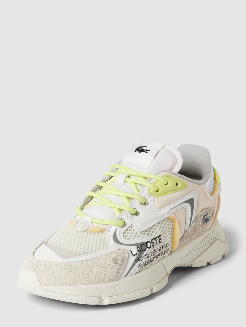 Sneaker aus Leder-Mix mit Kontrastbesatz in offwhite