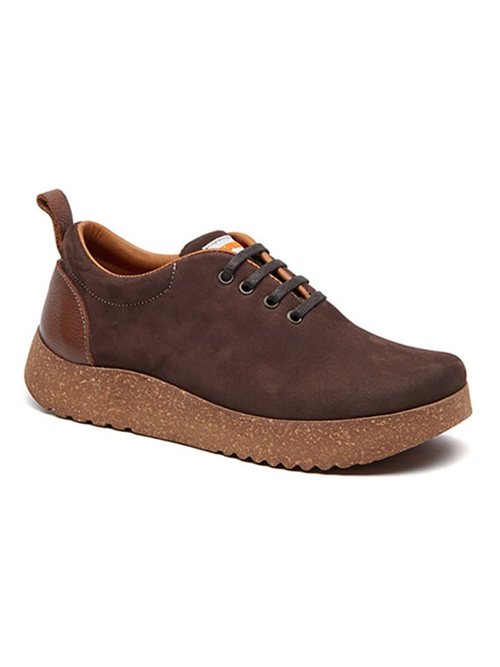 Comfortfusse Leder-Sneakers in Braun günstig kaufen