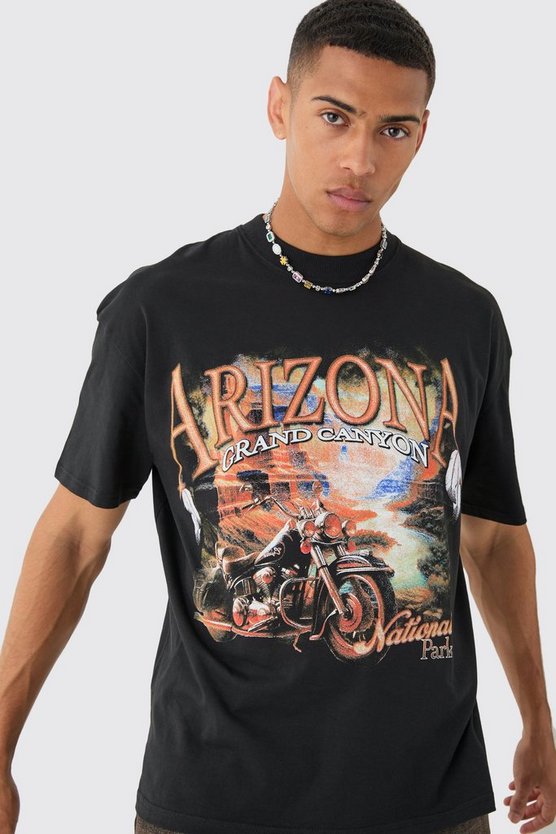 Oversize T-Shirt mit Arizona Moto-Print