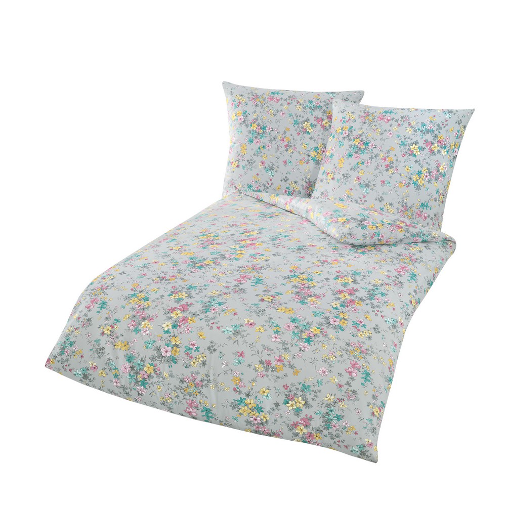 Dreamtex Mako-Satin Bettwäsche, ca. 155 x 220 cm - Flowers Bunt