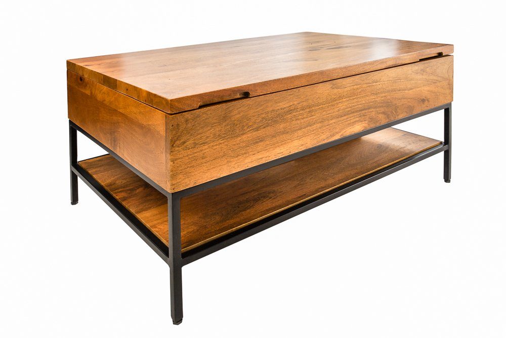 riess-ambiente Couchtisch FACTORY LIFTUP 80cm natur, Wohnzimmer · Massivholz · Metall · eckig · mit Fach · Industrial