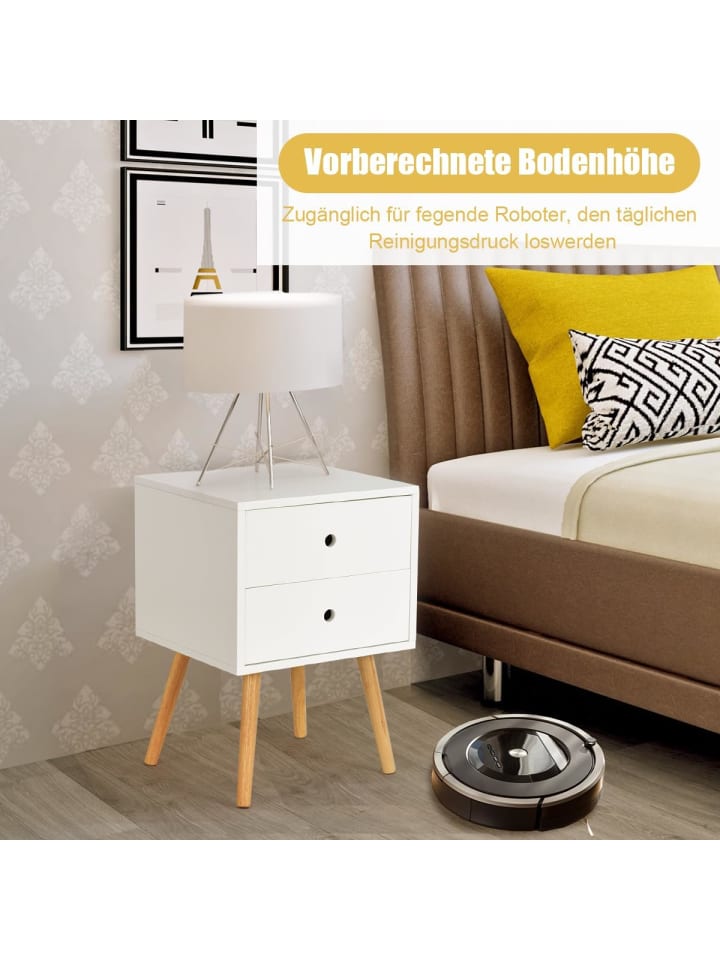 COSTWAY Nachttisch mit Schubladen 40 x 40 x 56 cm in Weiß günstig kaufen onesize