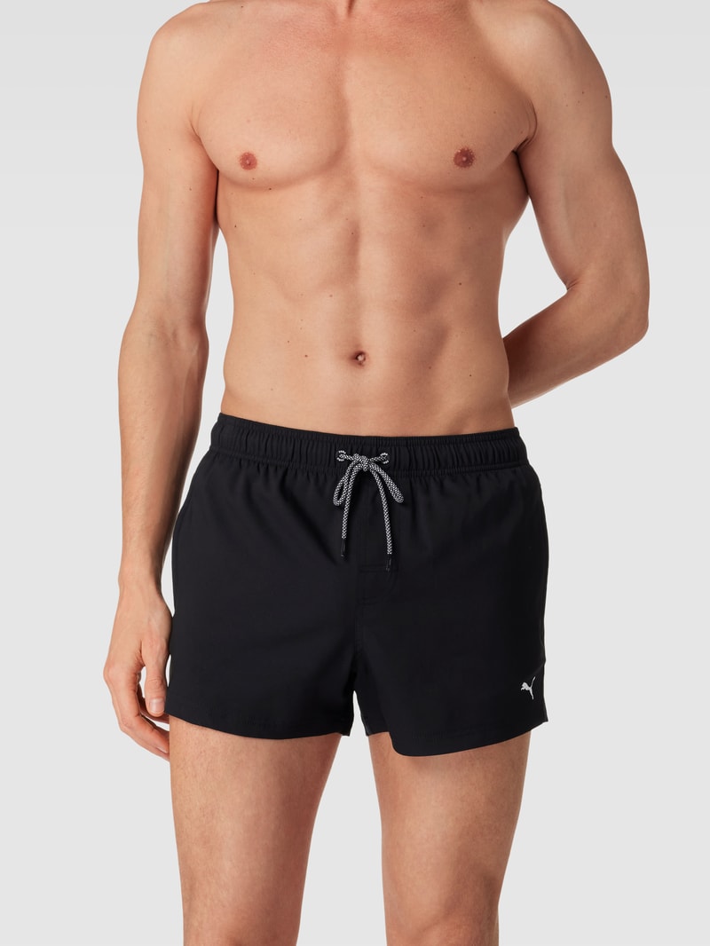 Badehose mit elastischem Bund und Logo-Detail in schwarz