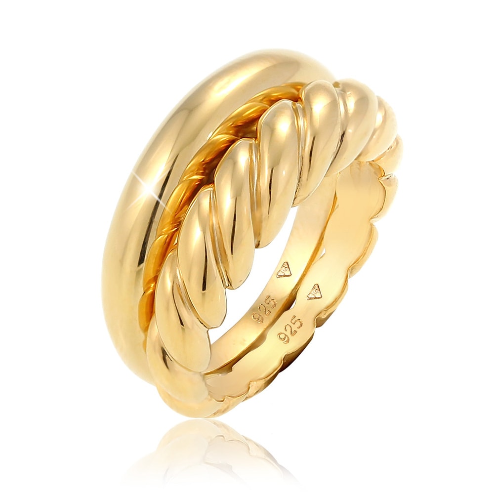 Elli PREMIUM Elli PREMIUM Bague Tordu Blogger Tendance Basic Bague Femme - (925/1000) Argent Bague