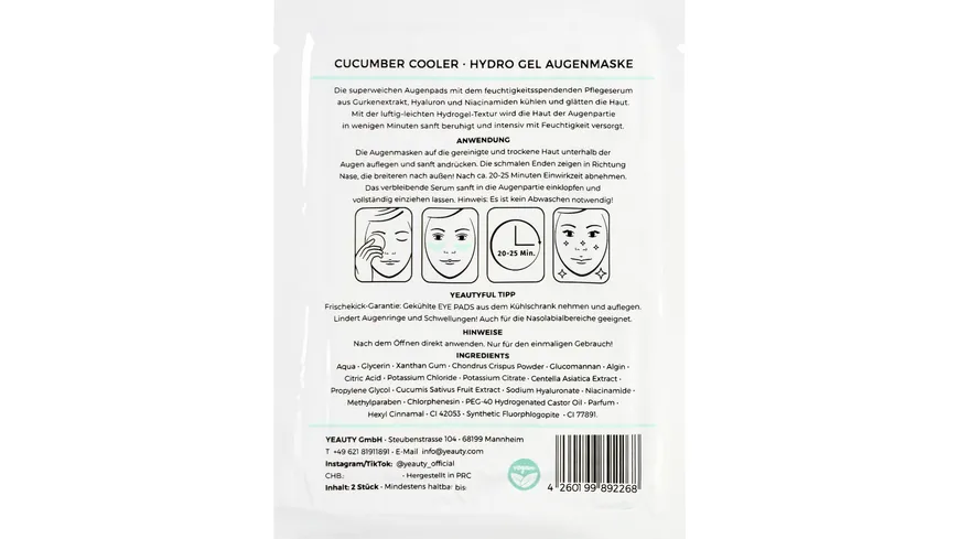 Yeauty Cucumber Cooler Eye Pad Mask