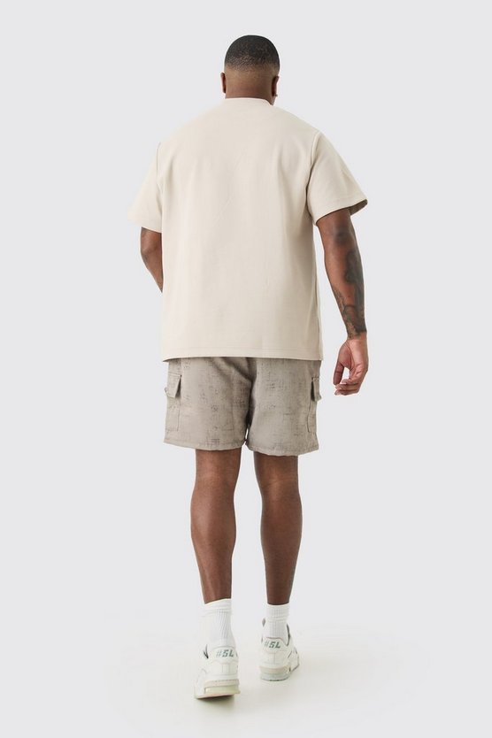 Plus strukturierte Cargo-Shorts mit elastischem Bund
