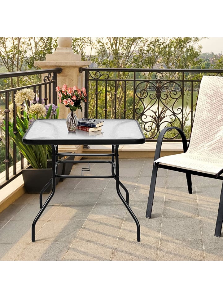 COSTWAY Balkontisch mit Schirmhoch 80x80x71cm in Schwarz günstig kaufen onesize