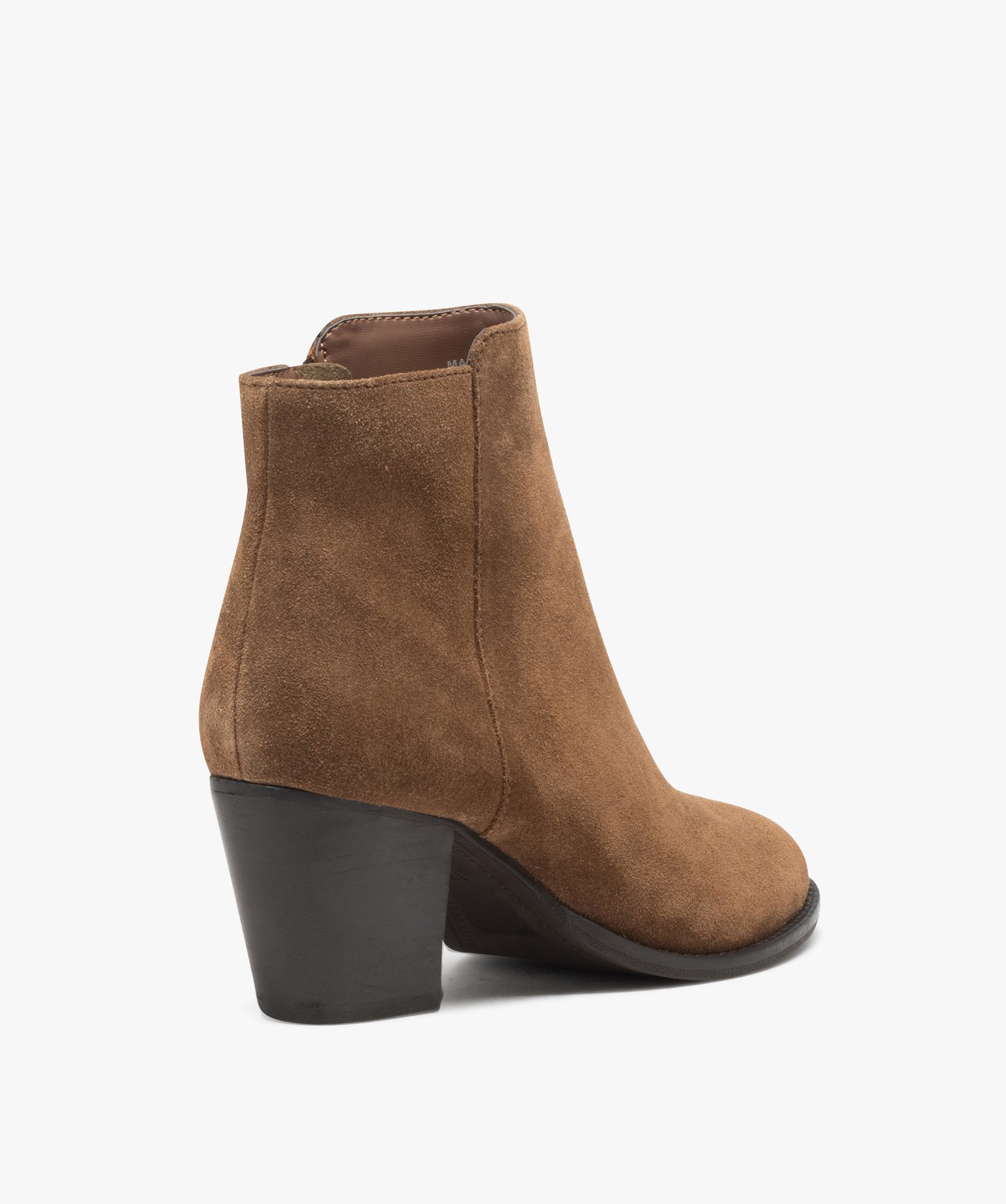 Boots femme unies en cuir suédé à talon carré beige | GEMO