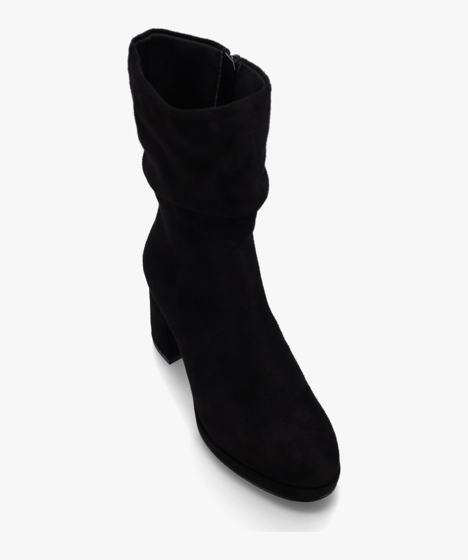 Bottines femme à talon carré dessus suédine unie noir | GEMO