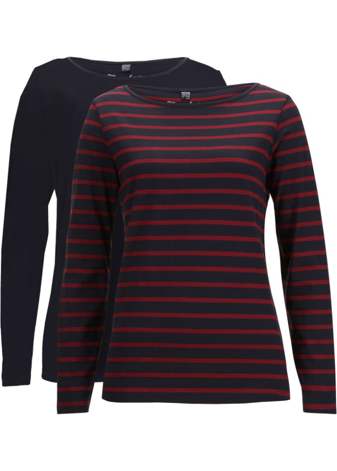 Langarmshirt mit U-Boot-Ausschnitt (2er Pack)
