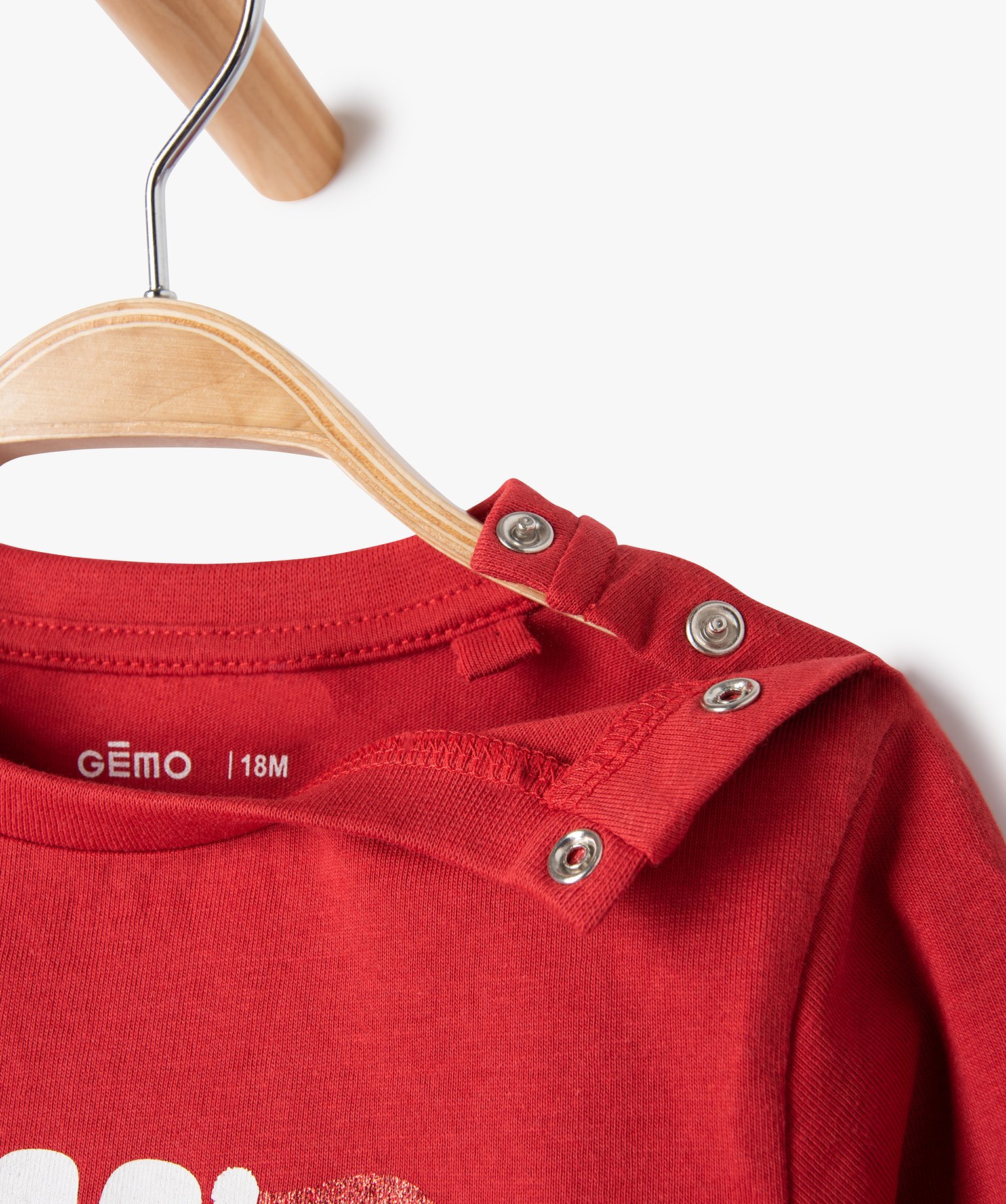Tee-shirt bébé à manches longues avec motifs de Nol rouge | GEMO