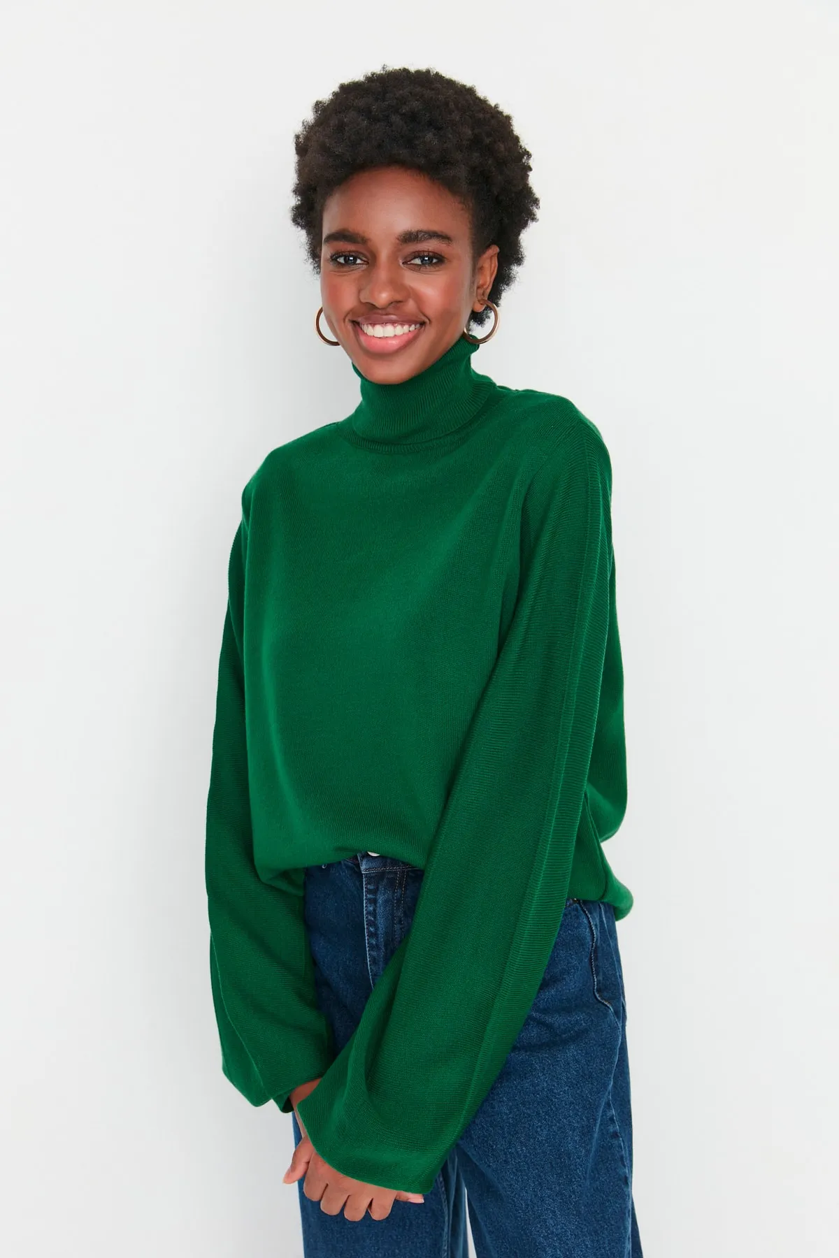 Trendyol Collection  Smaragdgrüner Basic Rollkragenpullover TWOAW21KZ0485