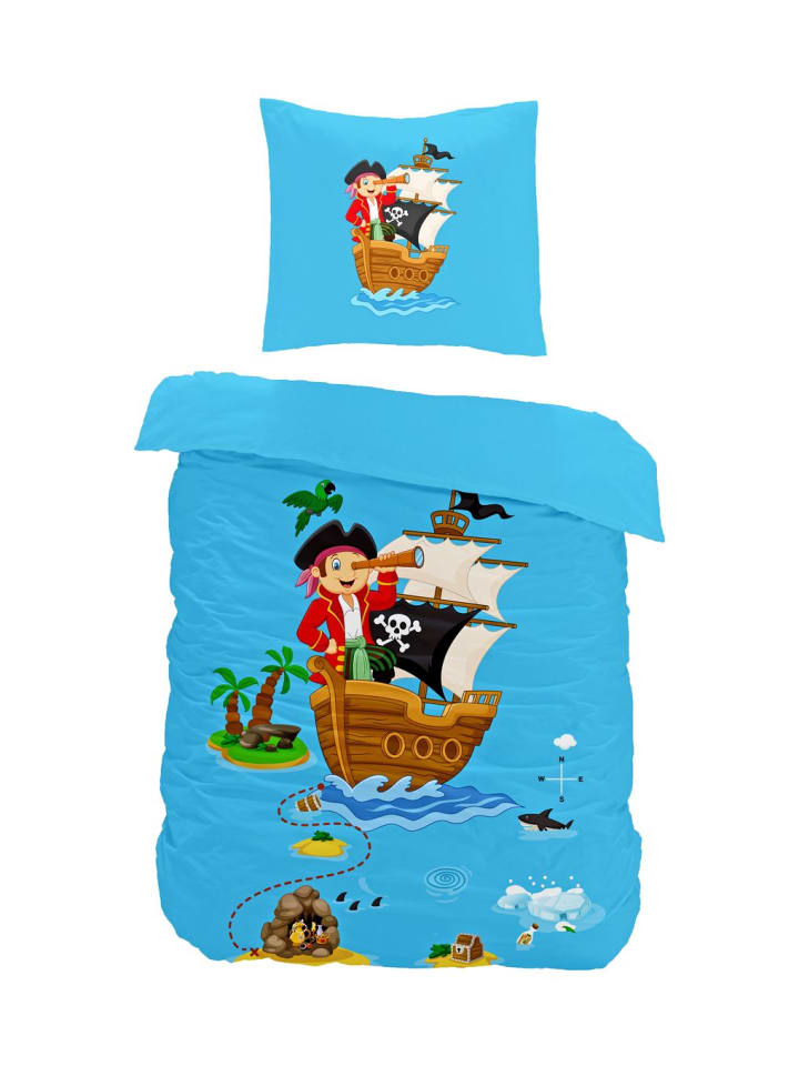 JACK 2 tlg. Renforcé Bettwäsche 100x135cm Pirat in Hellblau günstig kaufen 100x135 cm