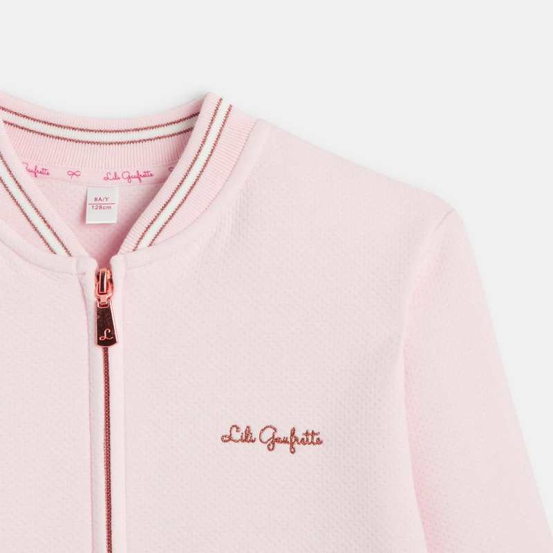 Sweat Teddy rose effet pointelle Lili Gaufrette