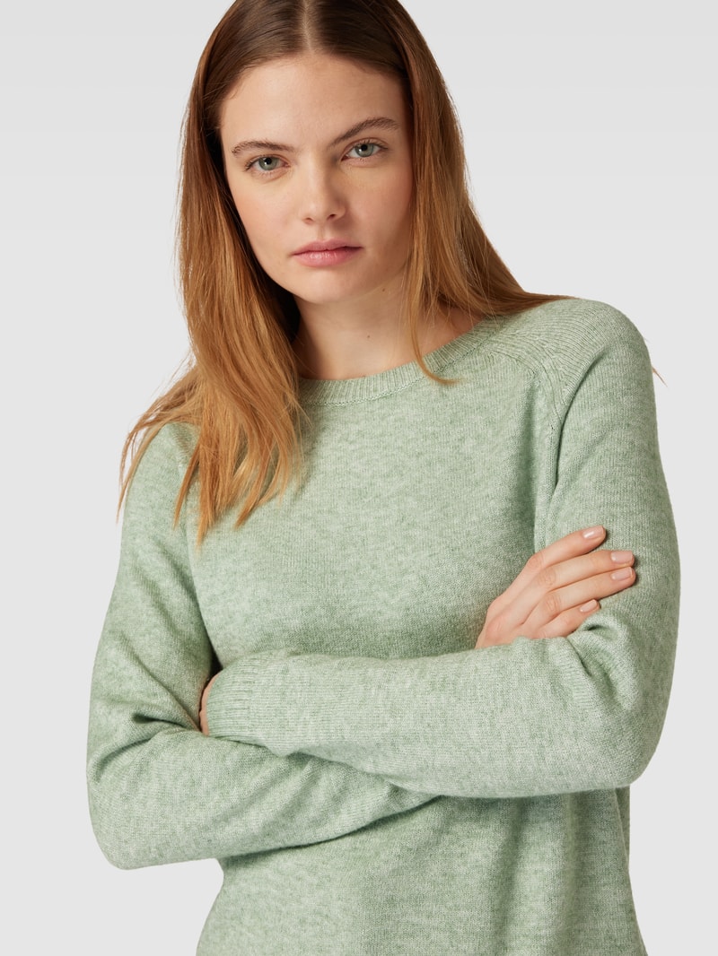 Strickpullover mit Rundhalsausschnitt Modell 'LESLY KINGS' in schilf meliert