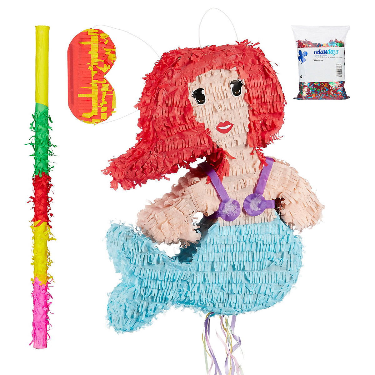 4-tlg. Pinata Set Meerjungfrau