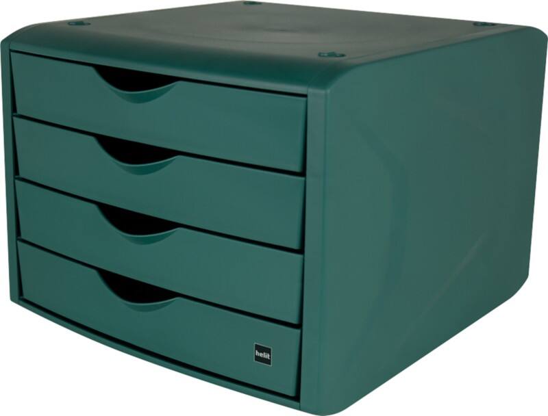 Helit Schubladenbox mit 4 Schubladen The Green Chameleon A4 Kunststoff Grün 215 x 265 x 332 mm