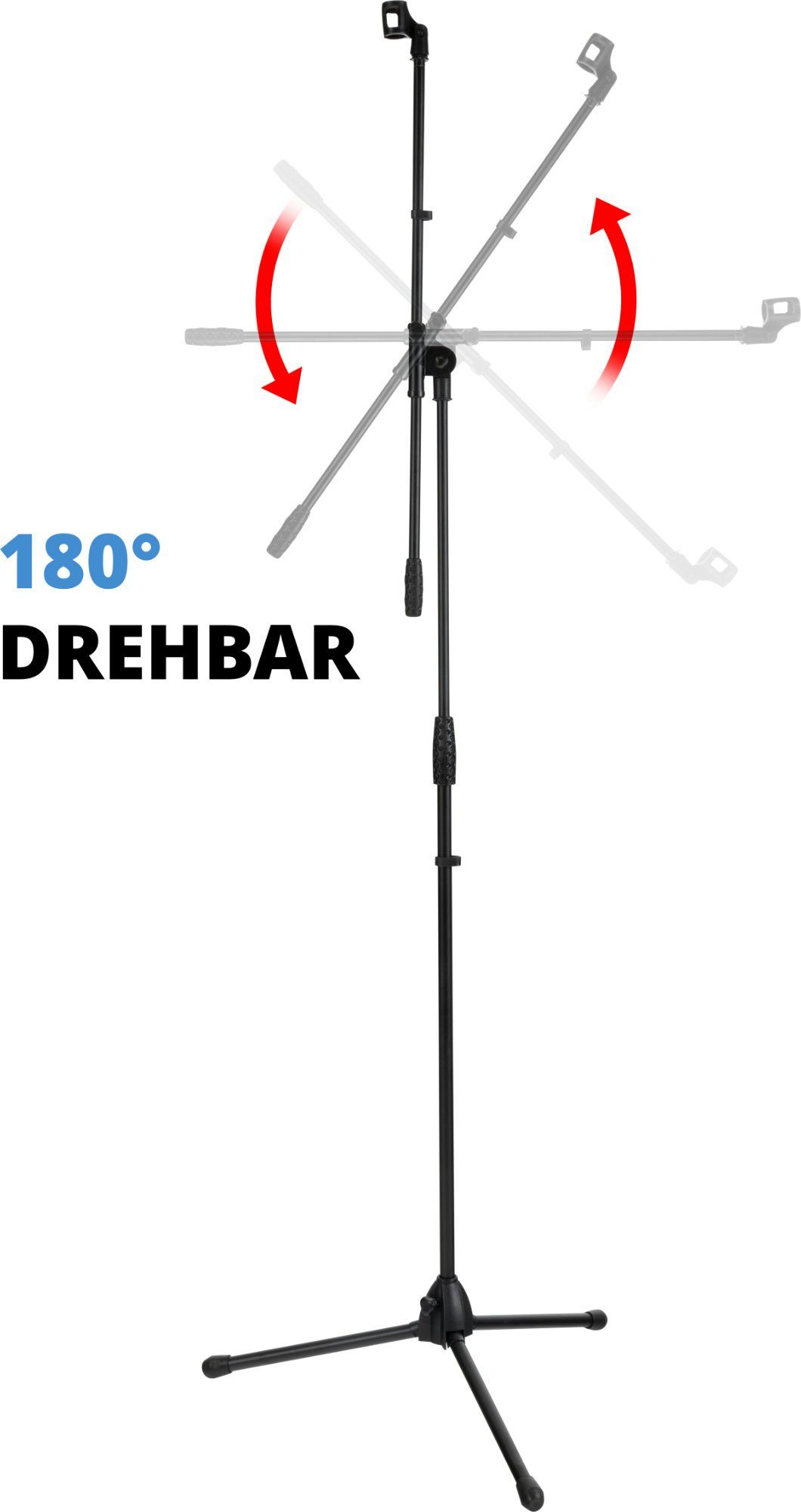 McGrey Mikrofonständer McGrey MBS-01 Mikrofonständer mit Galgen und Mikrofonklemme, (1-tlg), Schwenkarm, höhenverstellbar bis ca. 154 cm