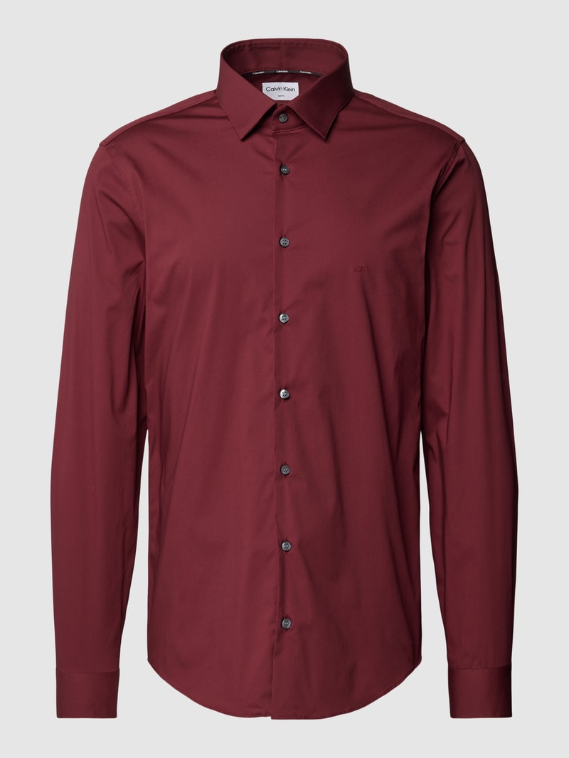 Slim Fit Business-Hemd mit Kentkragen Modell 'Bari' in bordeaux rot