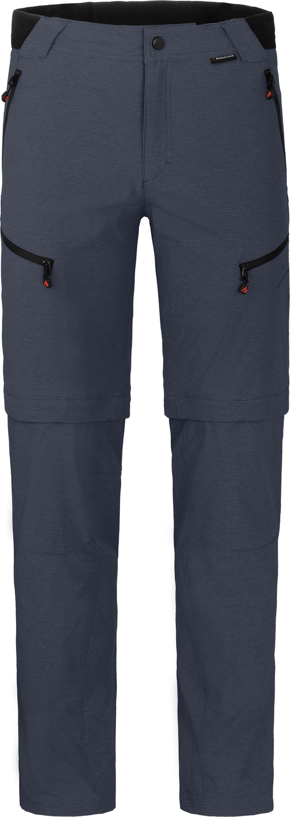 Bergson Zip-off-Hose LEBIKO Zipp-Off Herren Wanderhose, robust, elastisch, Normalgrößen, grau/blau