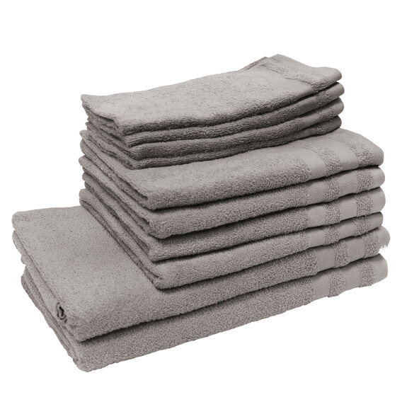 Handtuch Basic, 10er Set, hellgrau