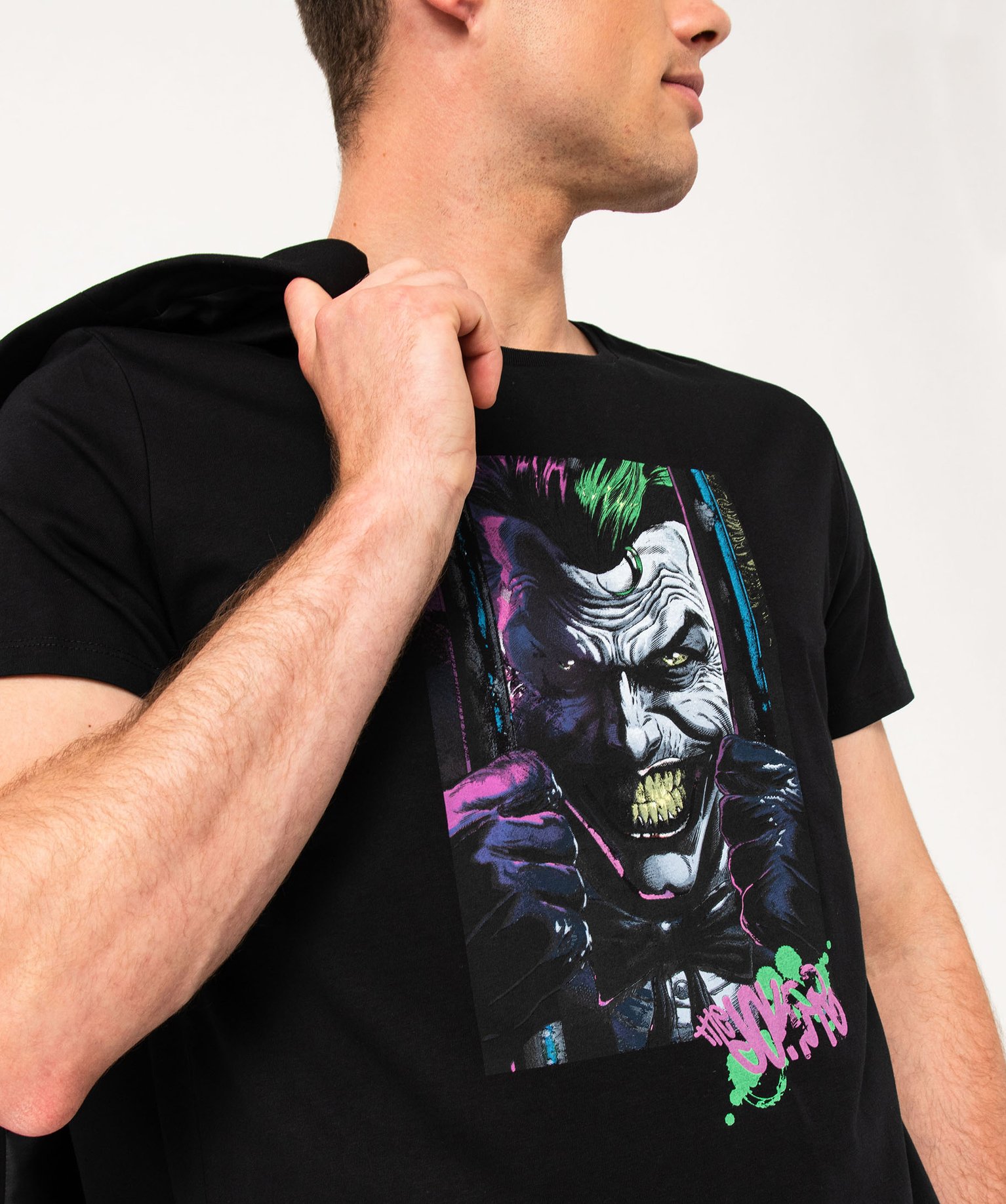 Tee-shirt manches courtes imprimé Le Joker homme - Batman noir | GEMO