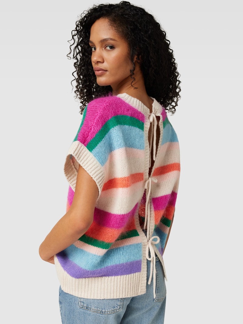 Strickjacke mit Streifenmuster Modell 'Fausia' in pink