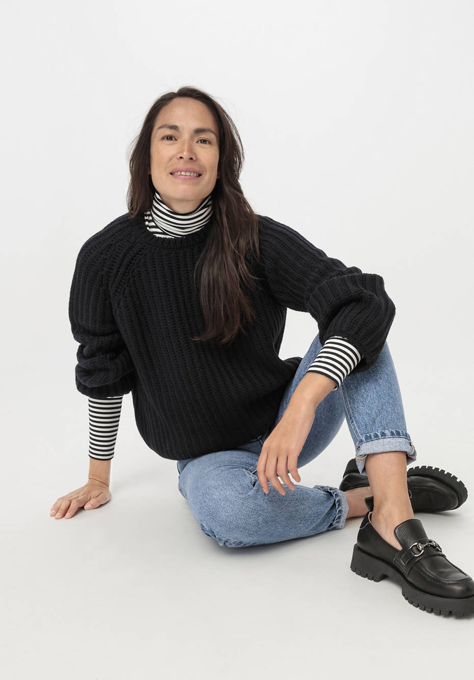 Raglan-Pullover aus Bio-Baumwolle und Bio-Merinowolle