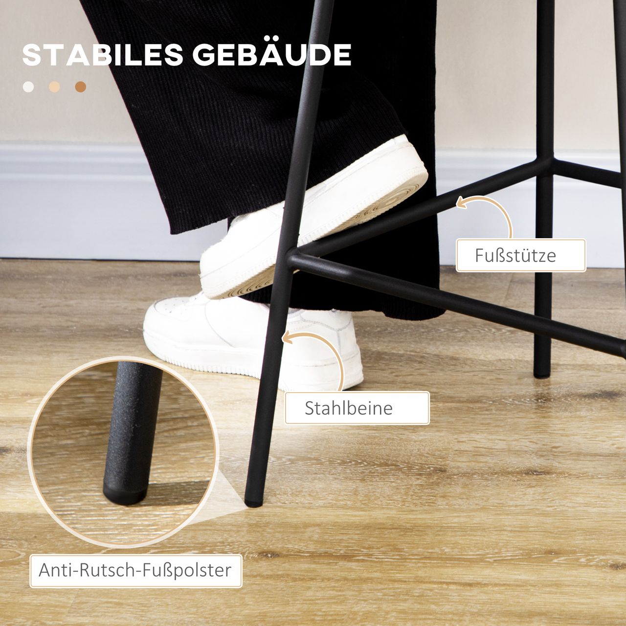HOMCOM Barhocker 2er Set, Barstuhl mit Rattenoptik, Tresenhocker mit Rückenlehne
