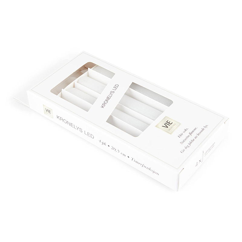 Vie Selected Kronelys 4-pk 20,5 cm LED hvit