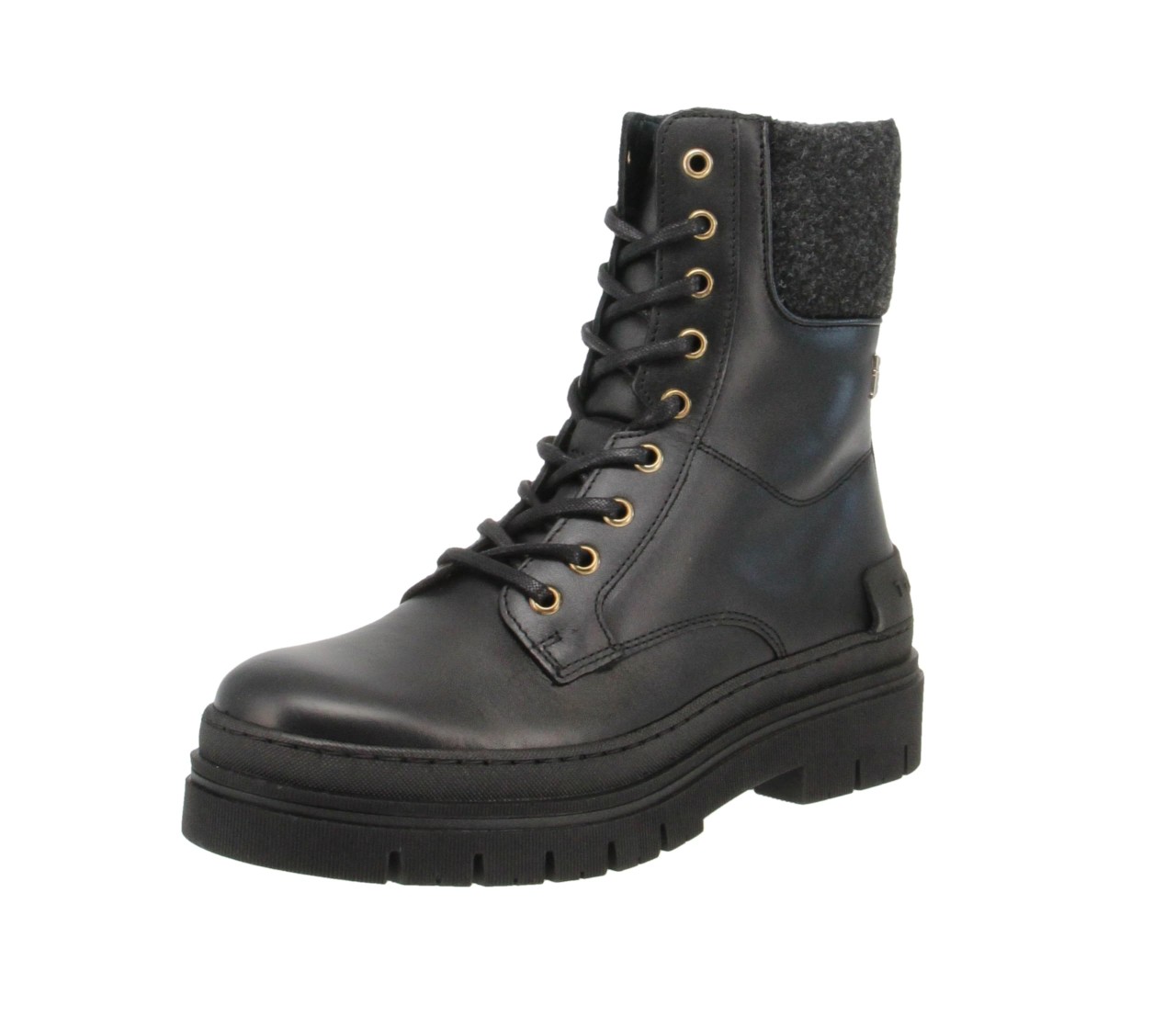 TOMMY HILFIGER Schnür-Stiefeletten schwarz FEMININE FELT LACE UP BOOTIE