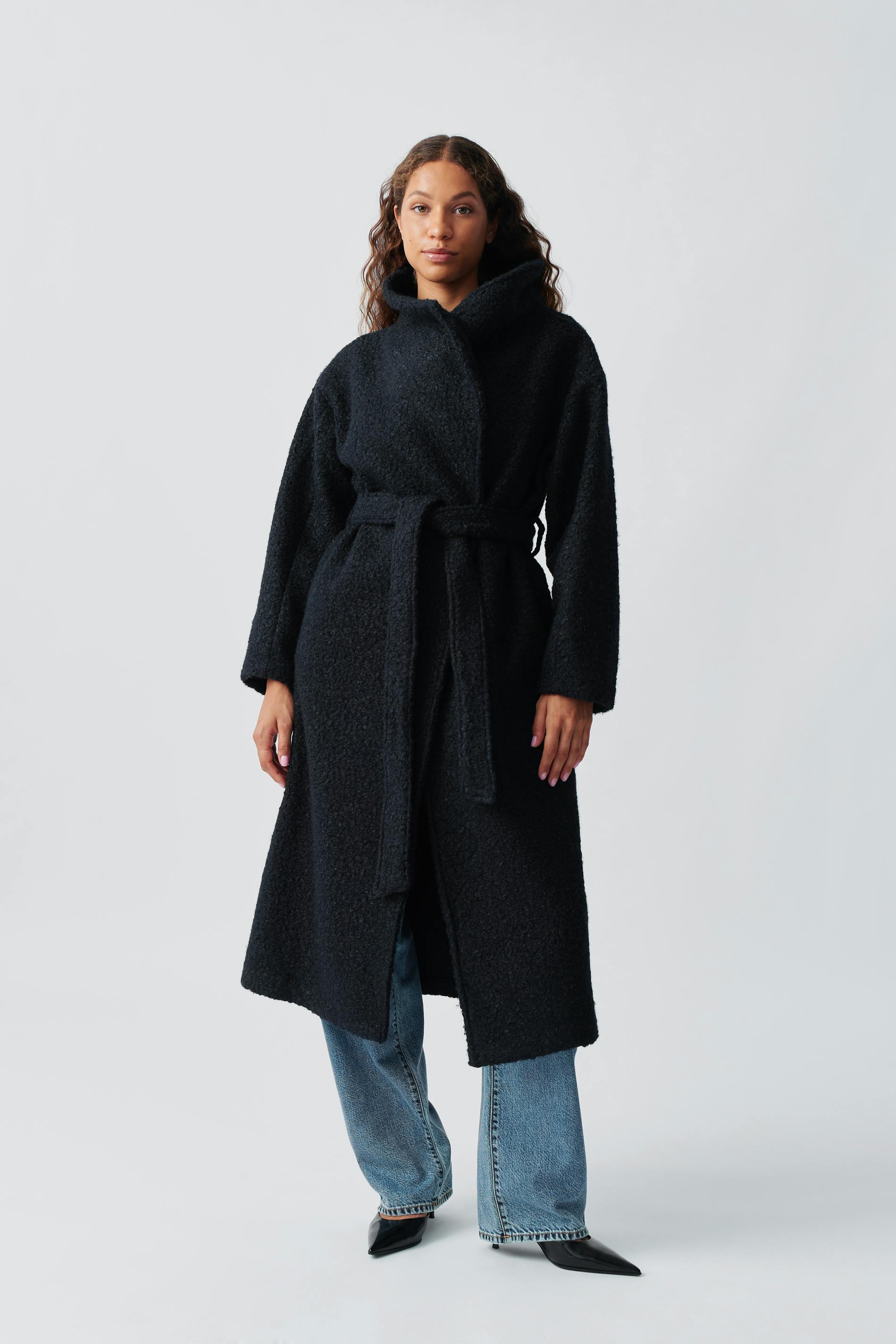 Soft boucle long coat