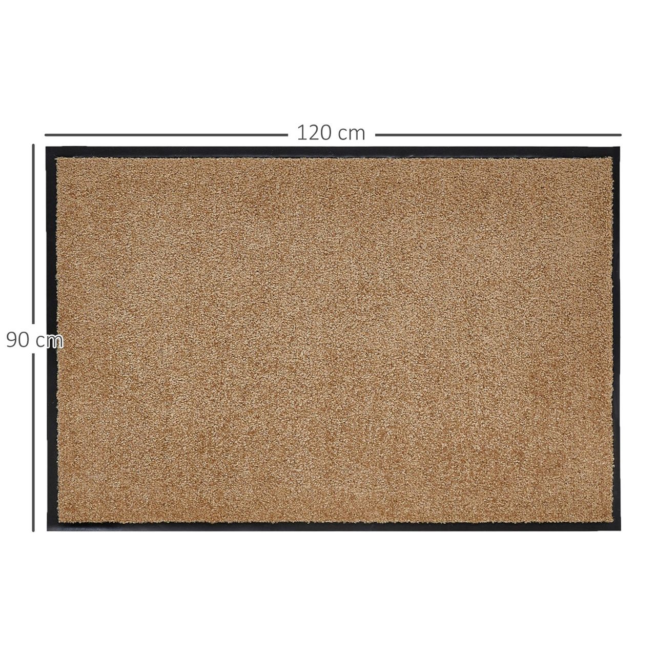 HOMCOM Fußmatte waschbar Gummiumrandung rutschfest Beige 120 x 90 x 0,7 cm