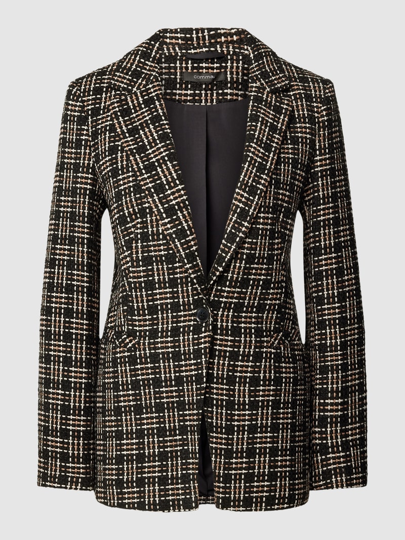Blazer mit Strukturmuster und Paspeltaschen in schwarz