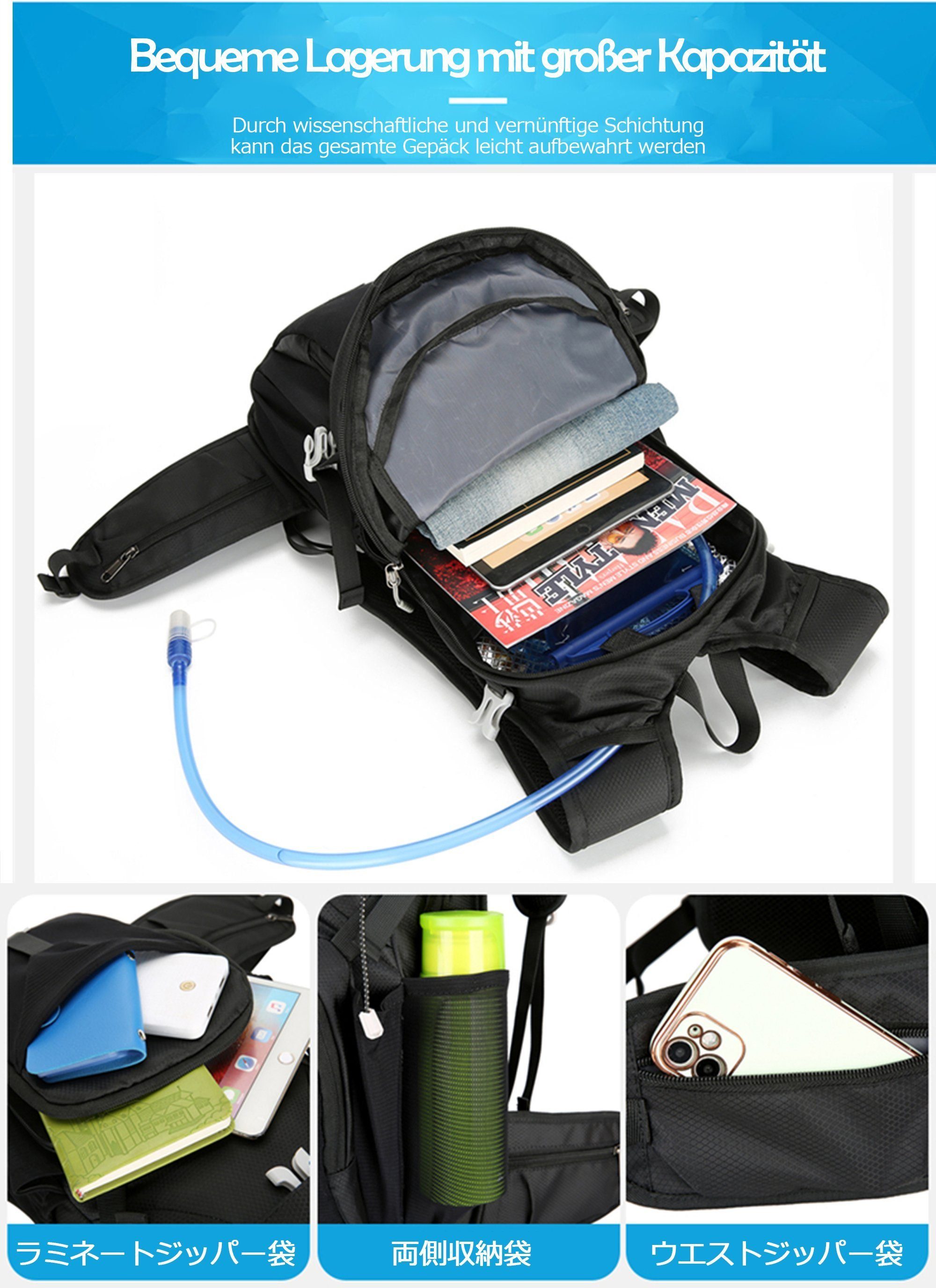 KUGI Wanderrucksack Wanderrucksack Herren Damen 20L,Wasserdichter Rucksack (Leicht Groß Reiserucksack, Trekkingrucksack mit Reflexstreifen), für Klettern Radfahren Bergsteigen Reisen