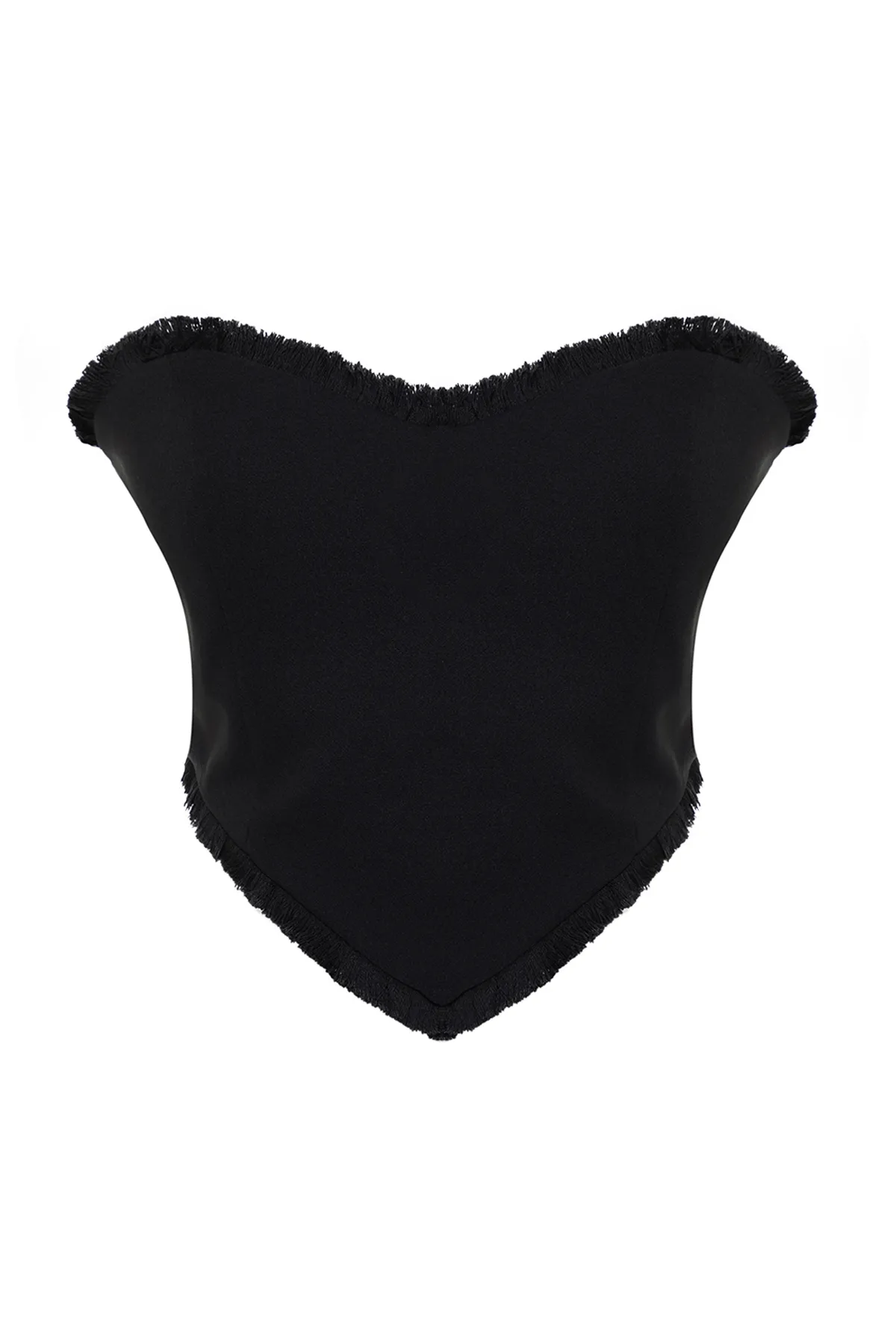 Trendyol Collection  Schwarzes, herzförmiges, kurzes Bustier mit Quasten TPRSS24BS00031