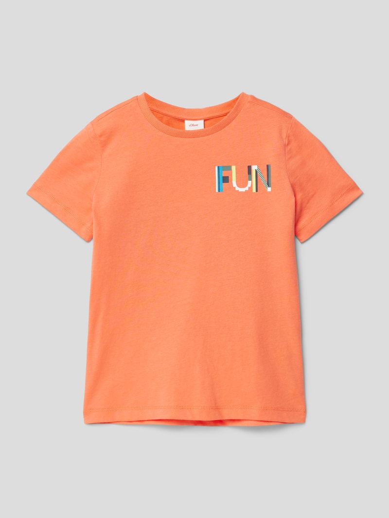 T-Shirt aus Baumwolle mit Statement-Print in orange
