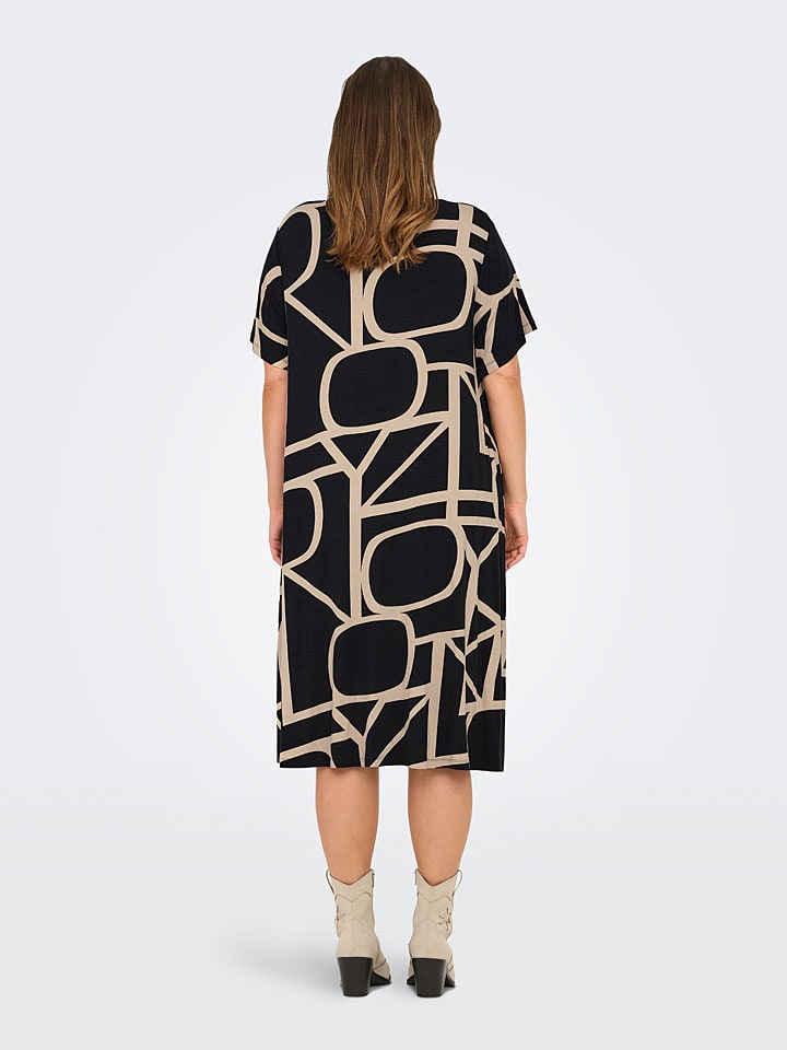ONLY Carmakoma Kleid in Schwarz/ Beige günstig kaufen