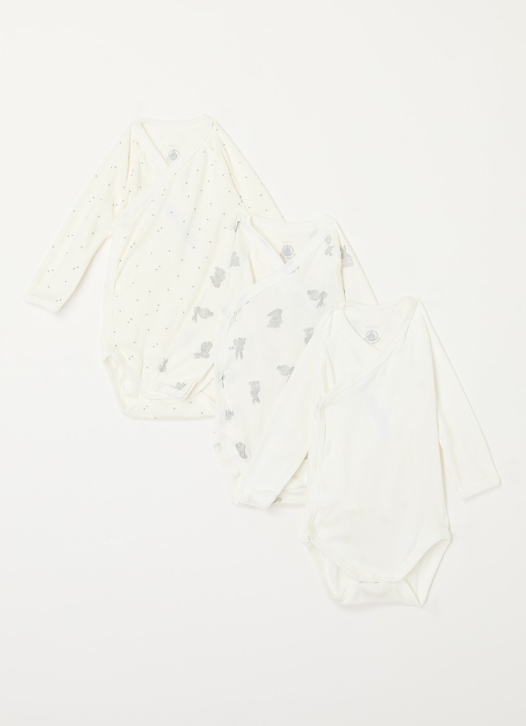 Petit Bateau Organic cotton romper in a 3-pack