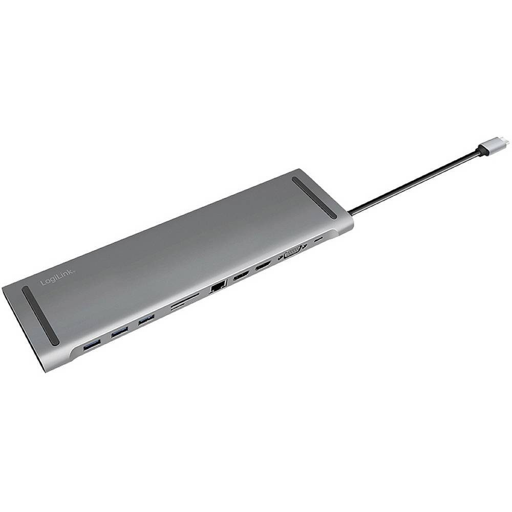 LogiLink Laptop-Dockingstation USB 3.2 (Gen 1) Docking Station, 11-Port, m/PD, USB-C® Power Delivery, integrierter Kartenleser