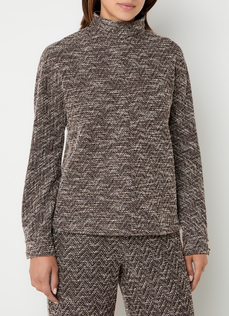 Vanilia Top with tweed look and stand-up collar