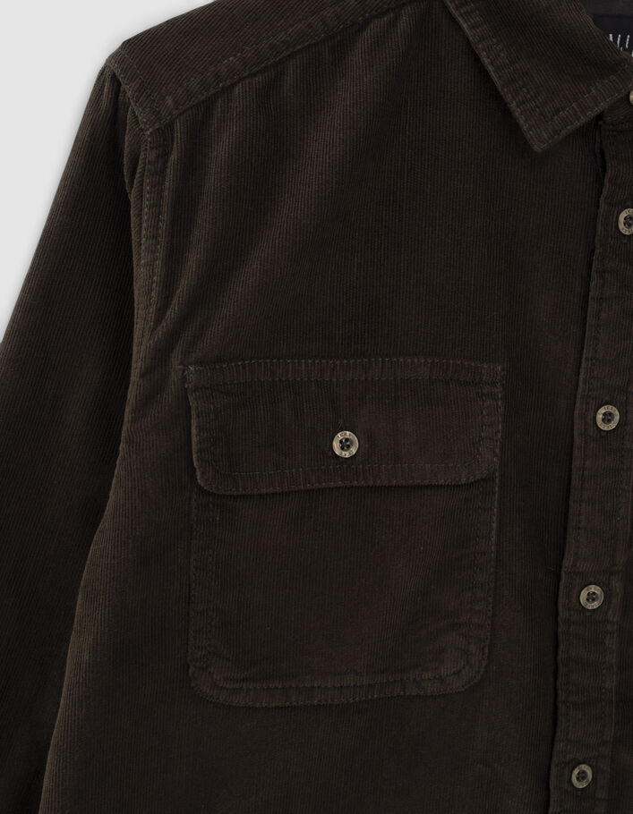 Chemise kaki velours milleraies garçon