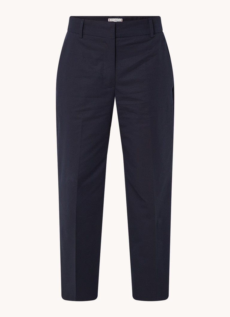 Tommy Hilfiger chino hlače z visokim pasom in ravnim krojem iz mešanice liocella s stranskimi žepi