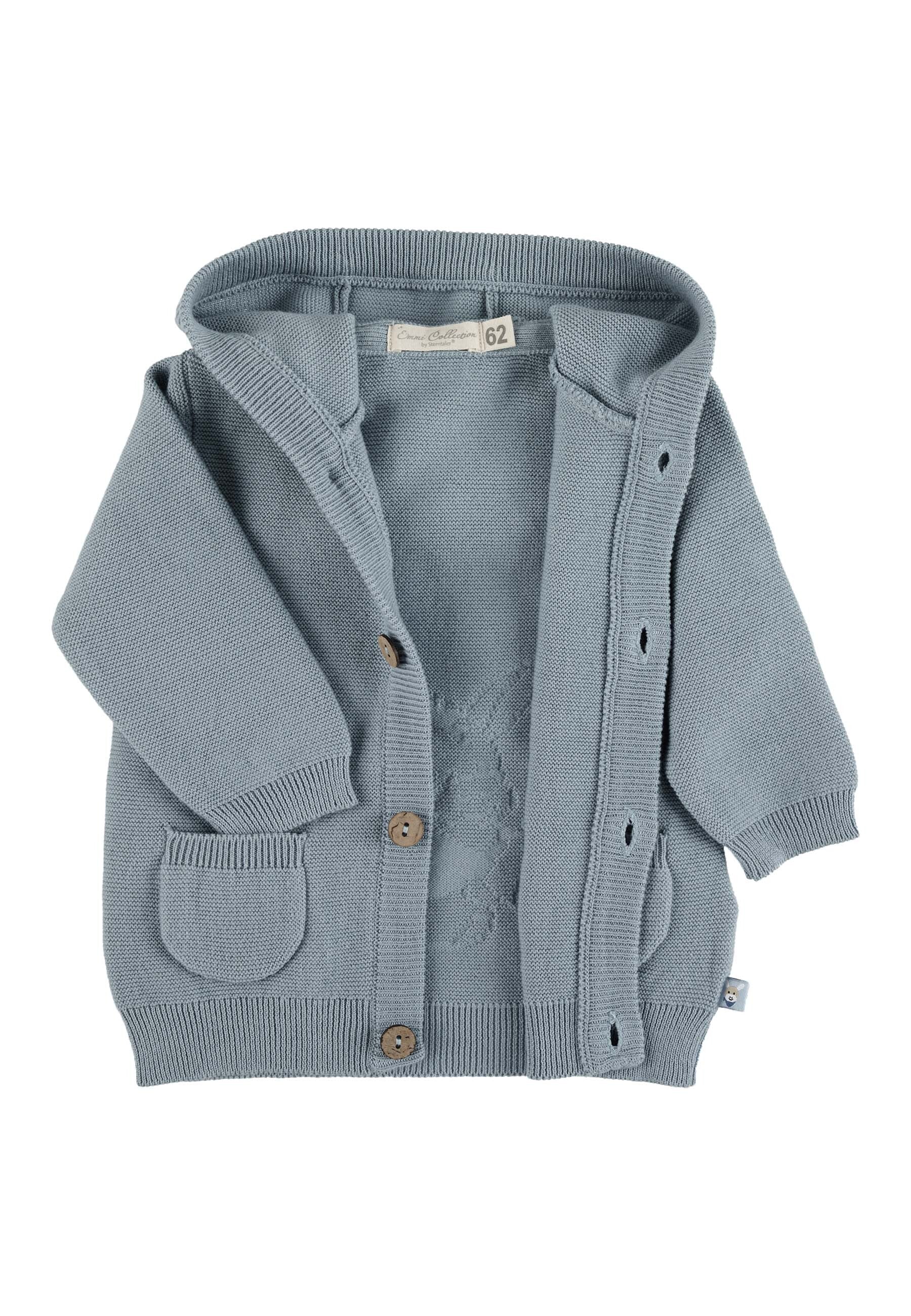 GOTS Baby-Strickjacke Esel Emmi Boy mit Knöpfen