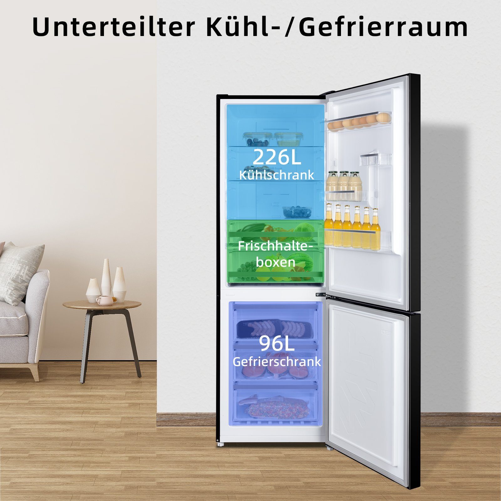 CHiQ Kühl-/Gefrierkombination FBM317NEI4D, 185.5 cm hoch, 59.5 cm breit, Touch-Screen-Eingaben,No frost,12 Jahre Garantie auf den Kompressor