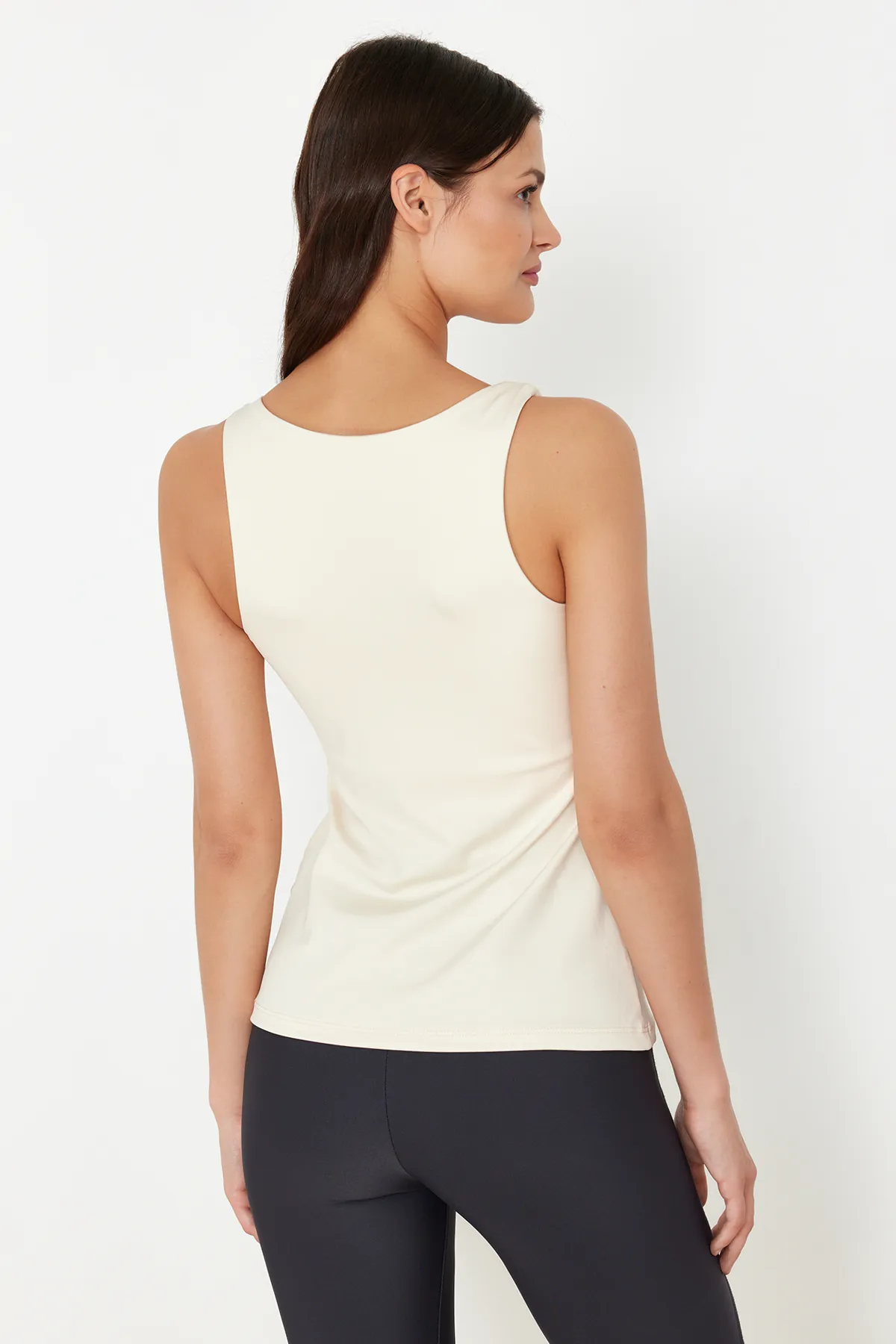 Trendyol Collection  Stone Gathering 2-Lagen-Sport-BH mit Polster innen, eckiger Kragen, gestricktes Sporttop/Bluse THMSS24BZ00002
