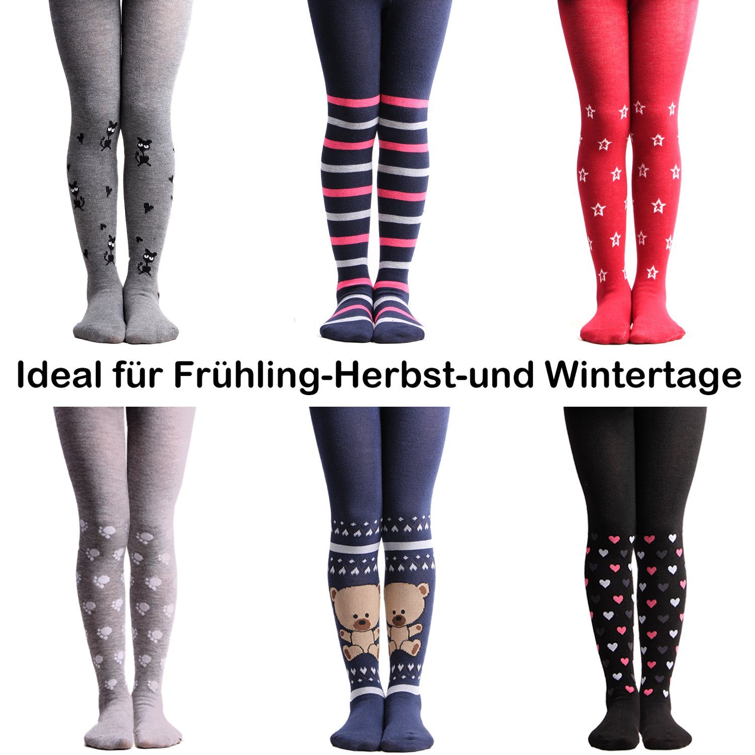 L&K-II Strickstrumpfhose 27256 (6er-Packung) aus Baumwolle mit hübschen Motiven