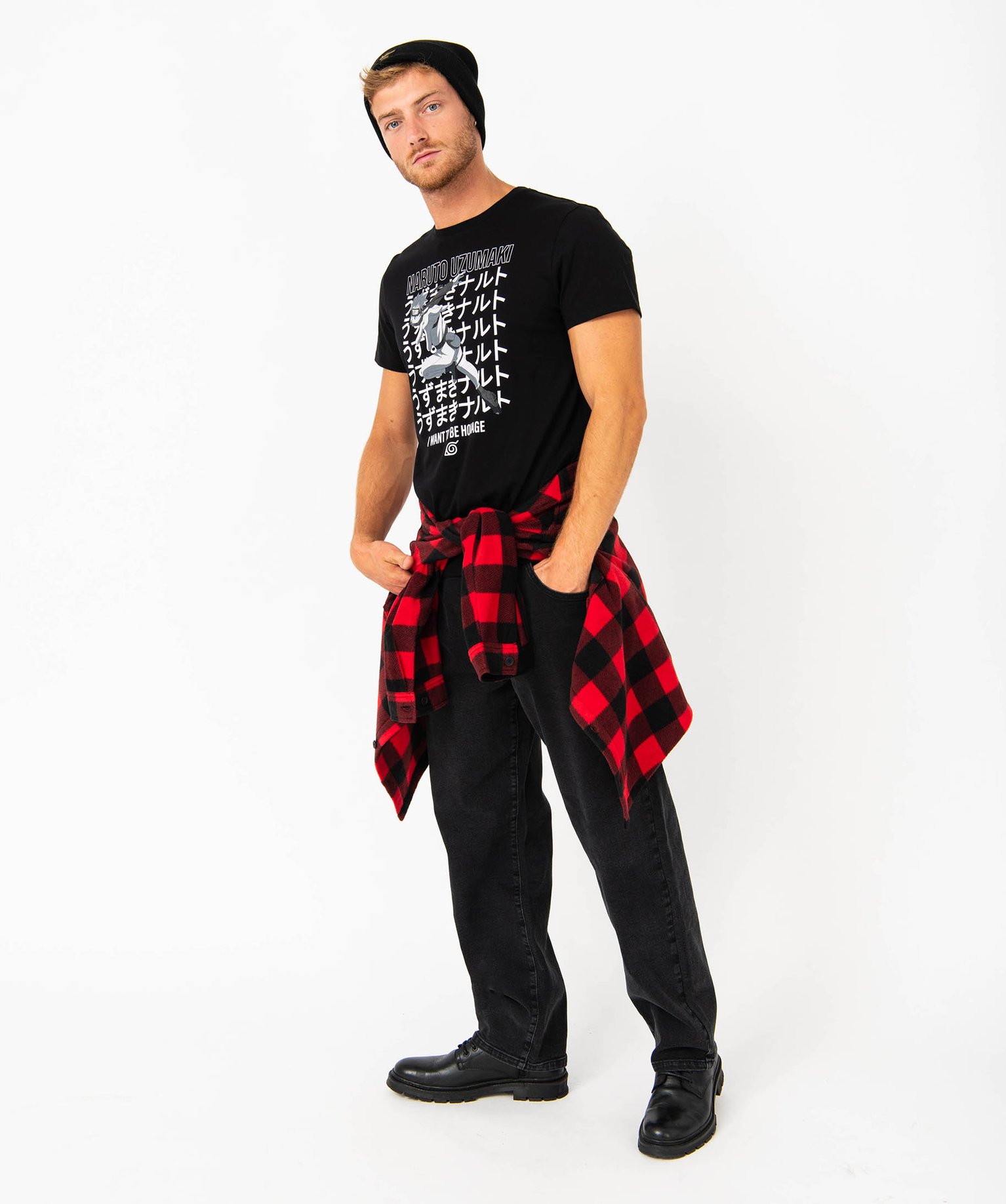 Tee-shirt à manches courtes imprimé homme - Naruto Shippuden noir | GEMO