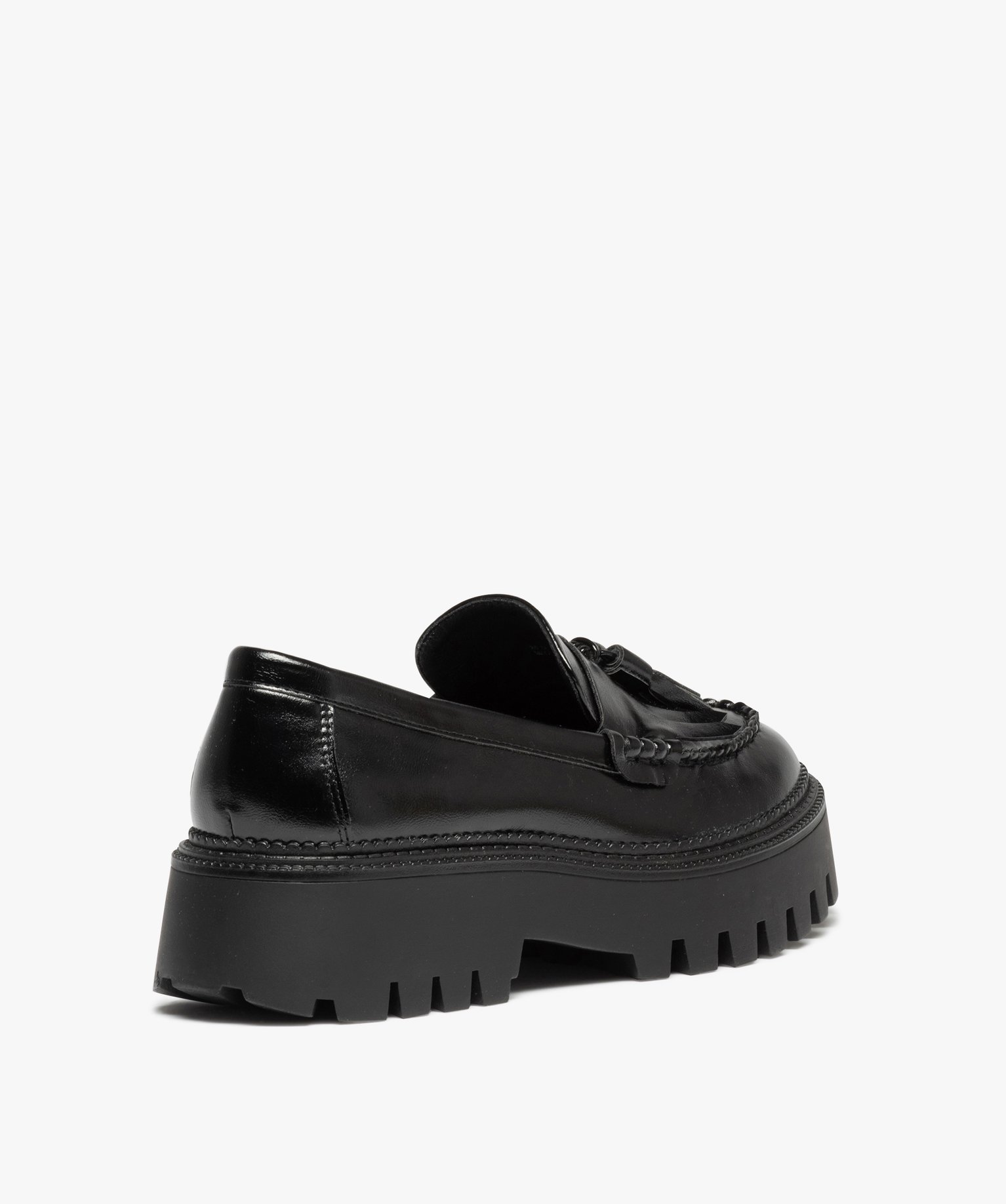Mocassins femme unis à semelle compensée et crantée noir | GEMO